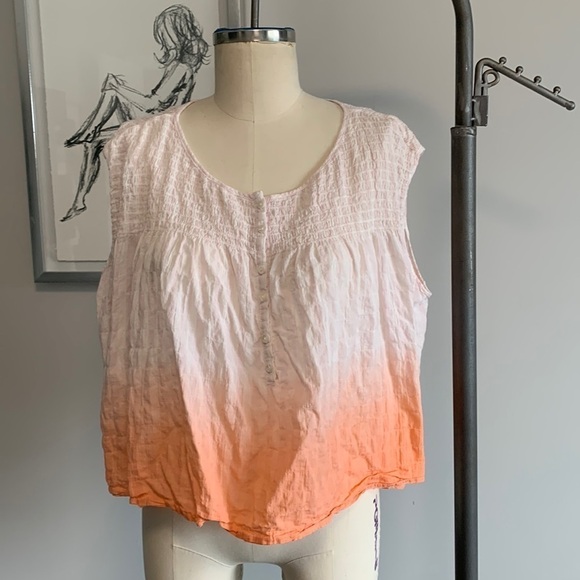 Free People Little Bit of Something Smocked Ombré Top - Picture 2 of 5